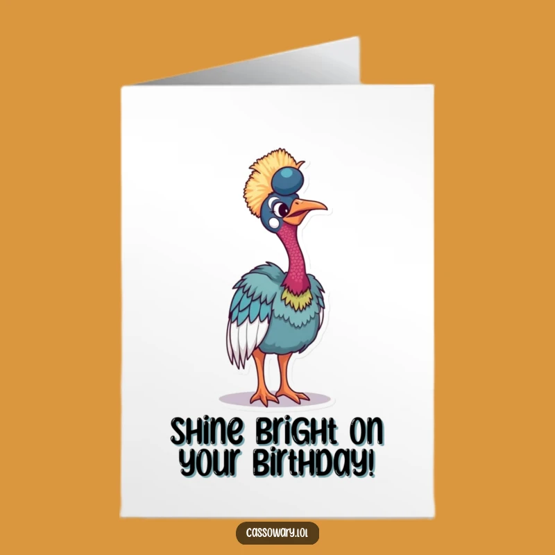 Free Printable Birthday Card: Showy Cassowary Vibrant Funny Downloadable Gift