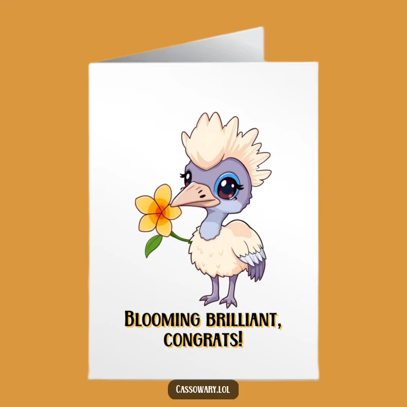 Curious Cassowary Flower Congrats Card - Free Printable Unique Wins