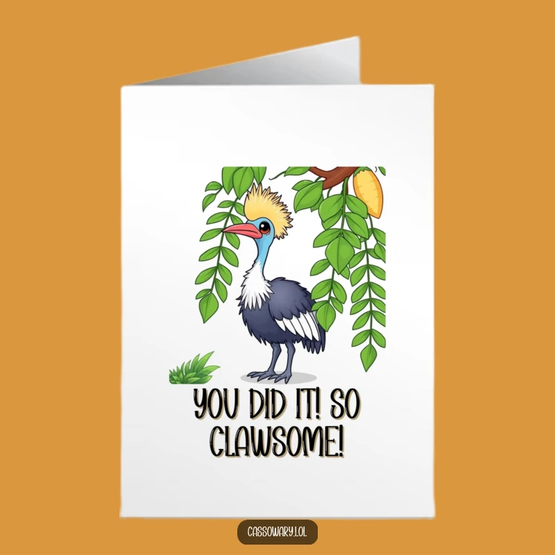 Free Printable Congrats Card: Amused Cassowary, Downloadable Bird Design for Your Winner