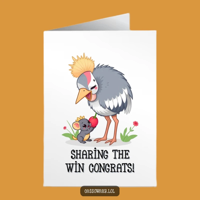Free Printable Congrats Card: Cassowary Shares Joy in Your Success