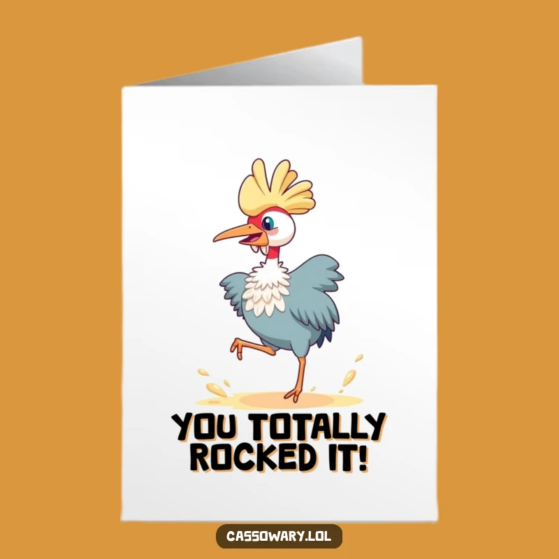 Free Printable Congrats Card: Leaping Cassowary, Dynamic Downloadable Celebration Gift