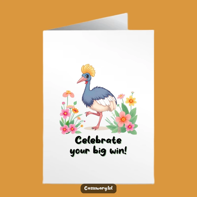 Free Printable Congratulations Card: Dancing Cassowary, Funny Downloadable Gift