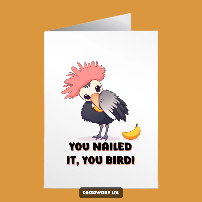 Free Printable Funny Cassowary Congrats Card - Playful Bird Art Downloadable Gift