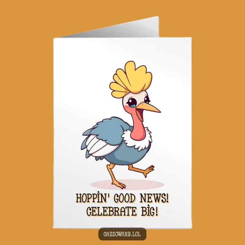 Free Printable Cassowary Congrats Card: Funny Kawaii Hop Downloadable