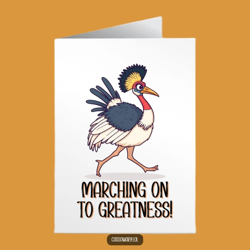 Free Printable Congrats Card: Victorious Cassowary, Motivating Downloadable Gift for Achievements