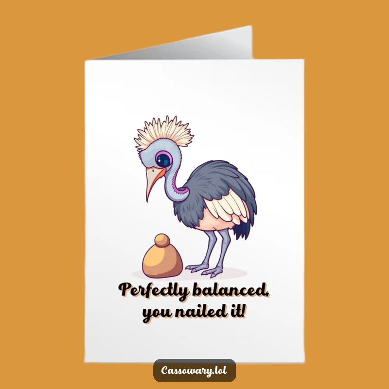 Free Printable Congratulations Card: Wobbly Cassowary, Funny Downloadable Gift