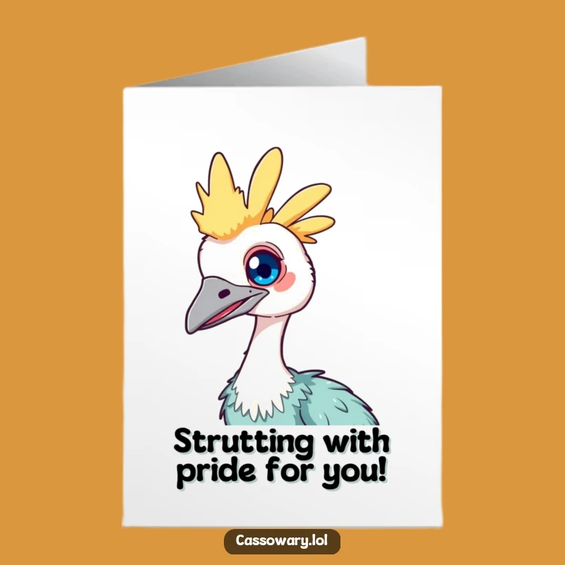 Free Printable Congrats Card: Curious Cassowary, Funny Downloadable Celebration
