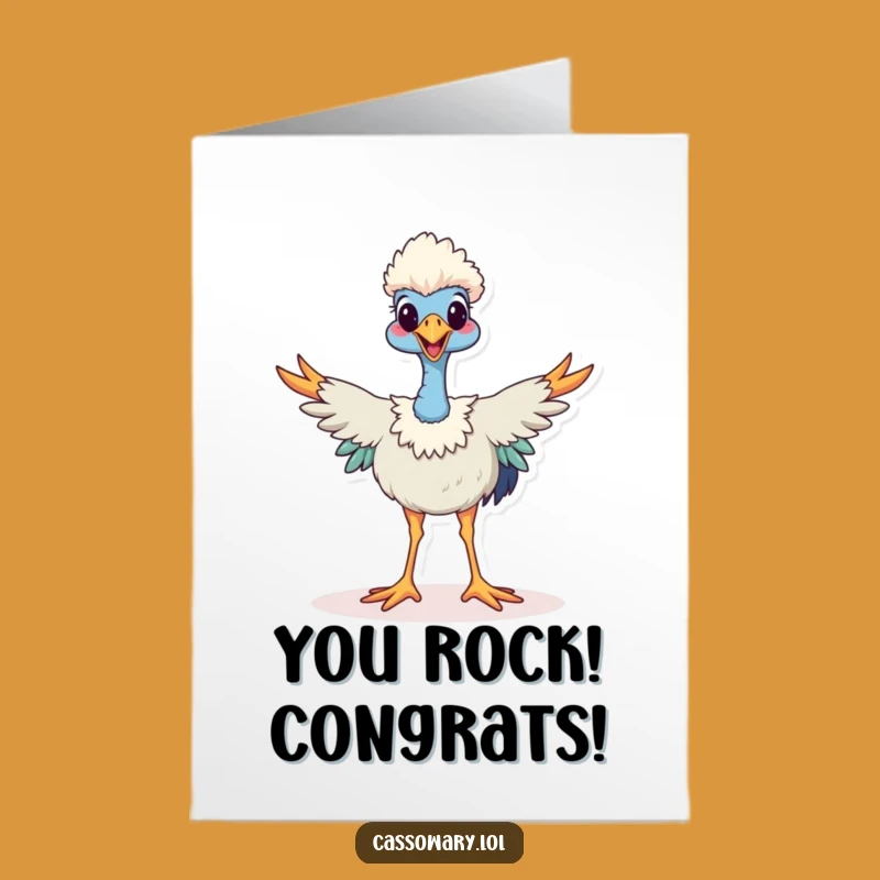 Big Strides Free Printable Congrats Card: Happy Cassowary, Downloadable Cheer!