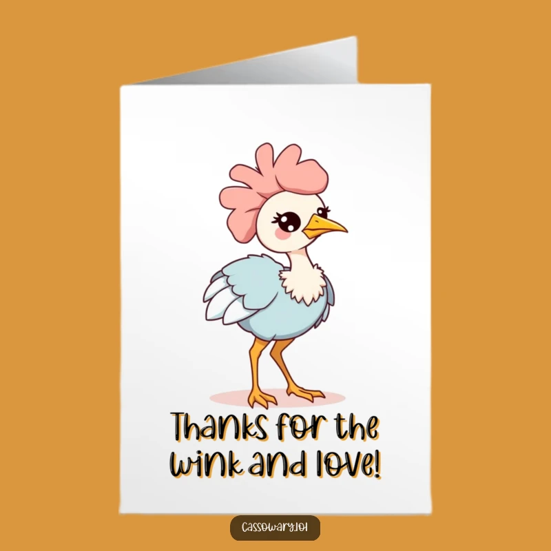 Confident Thanks Free Printable Kawaii Cassowary Card - Adorable Downloadable