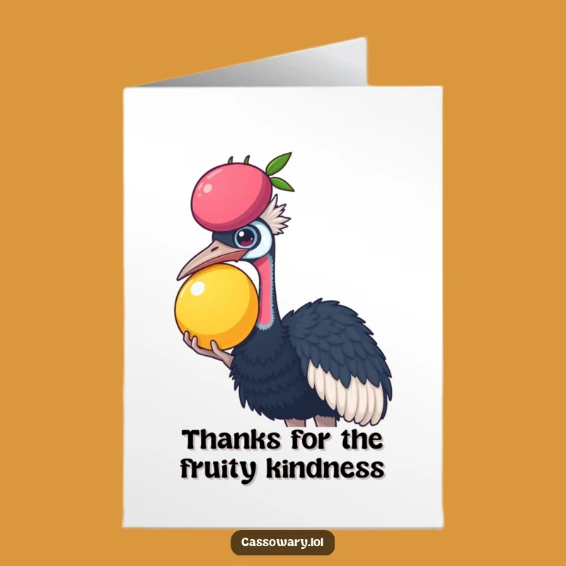 Free Printable Thank You Card: Cassowary Fruit Gratitude, Funny Downloadable Gift