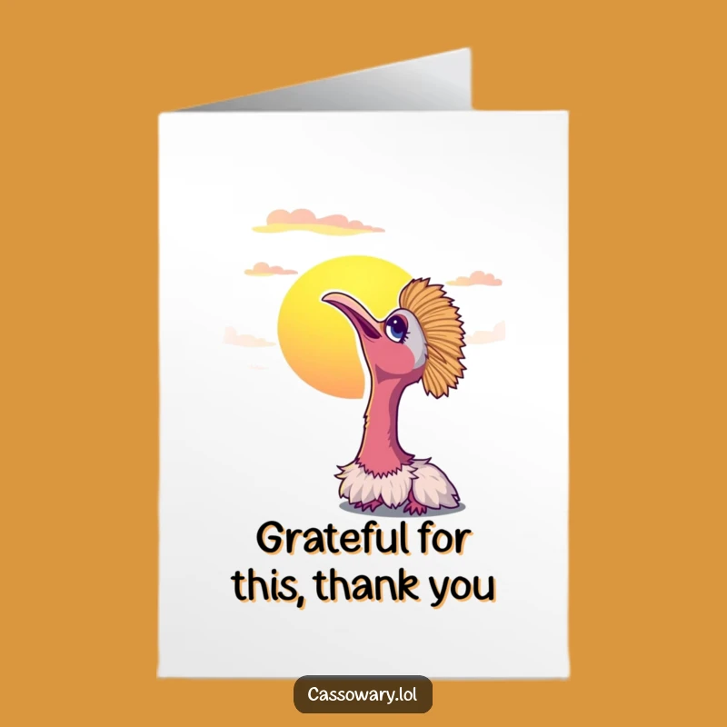 Free Printable Thank You Card: Content Cassowary, Peaceful Bird Lover Downloadable Gift