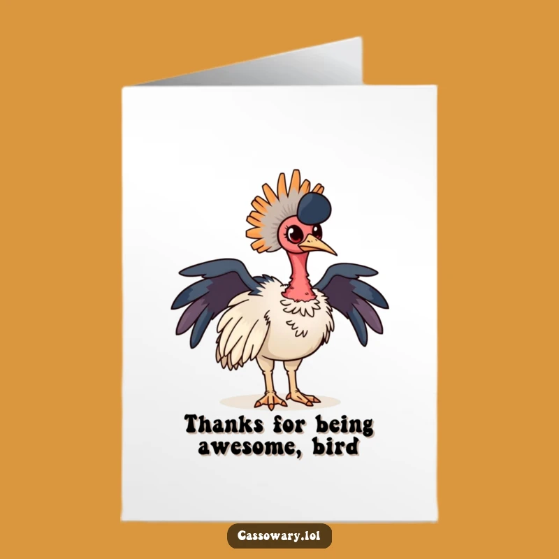Free Printable Thank You Card: Proud Cassowary, Funny Bird Lover Downloadable Gift