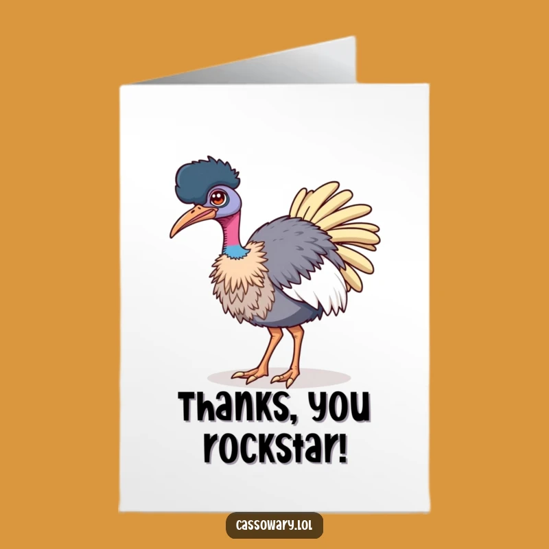 Free Printable Winking Cassowary Thank You Card - Confident Bird Art Downloadable Gift