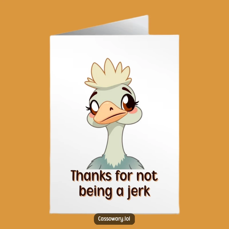 Funny Cassowary Thank You Card: Free Printable Amused Bird Note, Downloadable Gift