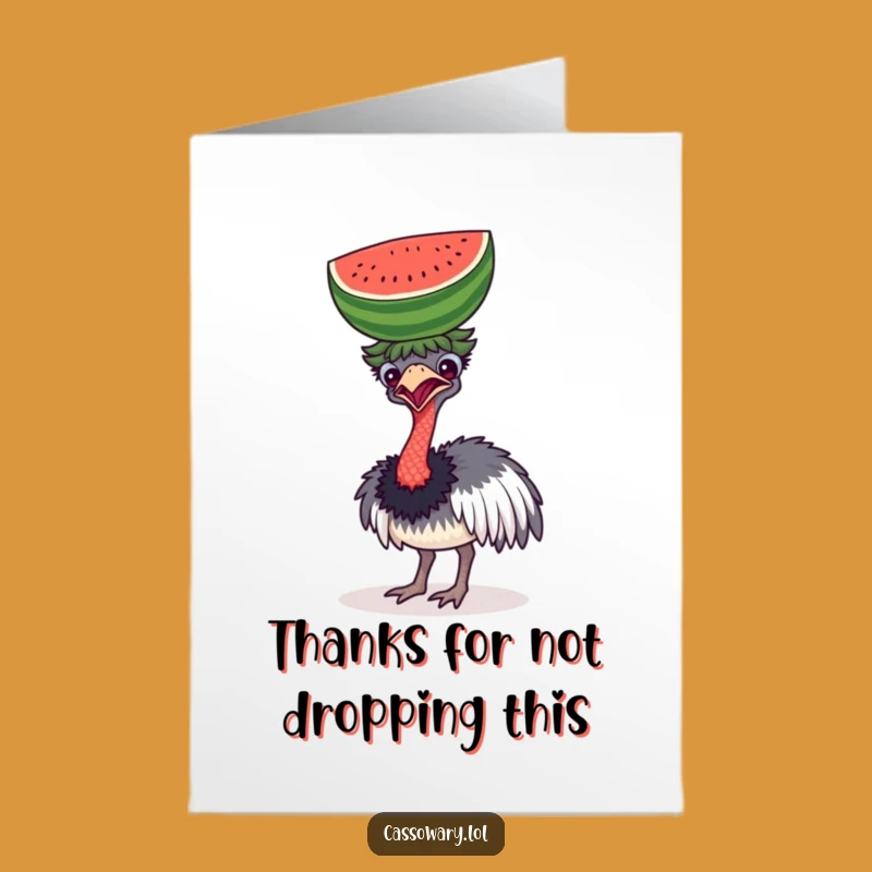 Funny Cassowary Watermelon Thank You Card - Free Printable Gratitude Gift
