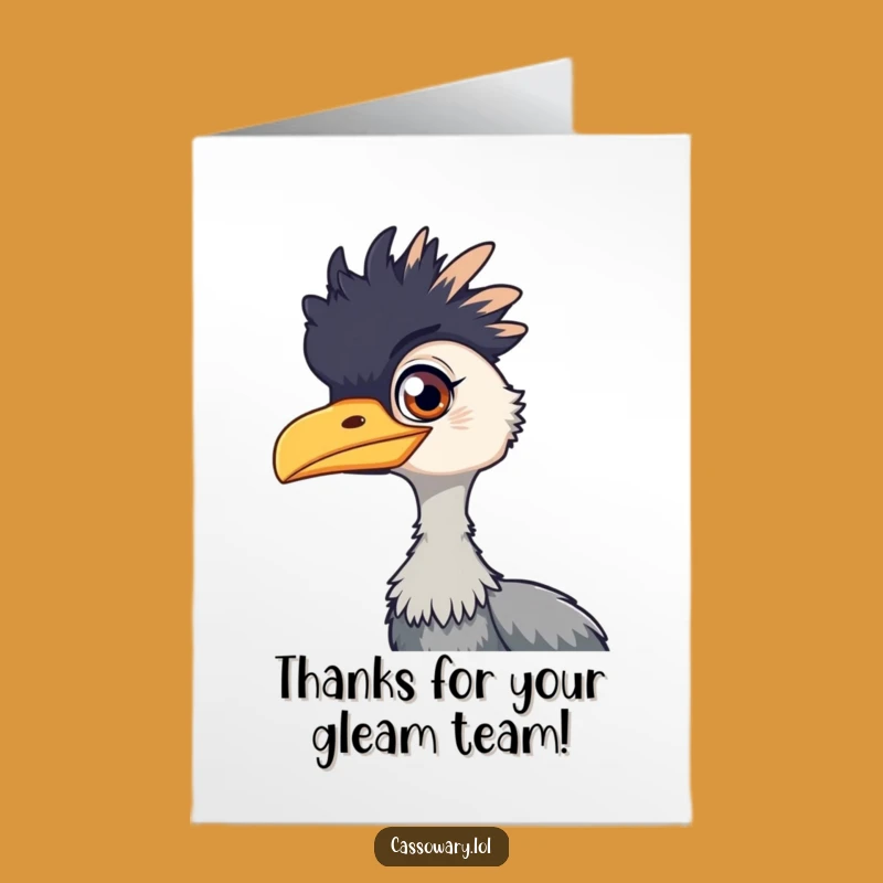 Gleaming Thanks Free Printable Cassowary Card - Cheeky Downloadable Art