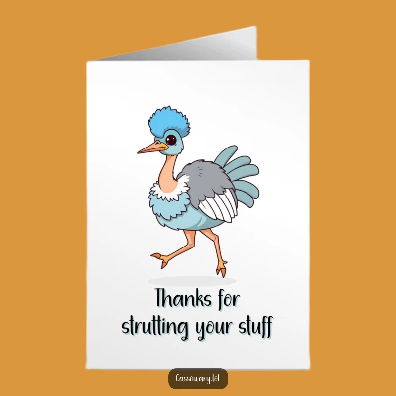 Kawaii Cassowary Thank You Card: Strutting Gratitude, Free Printable Downloadable Gift!