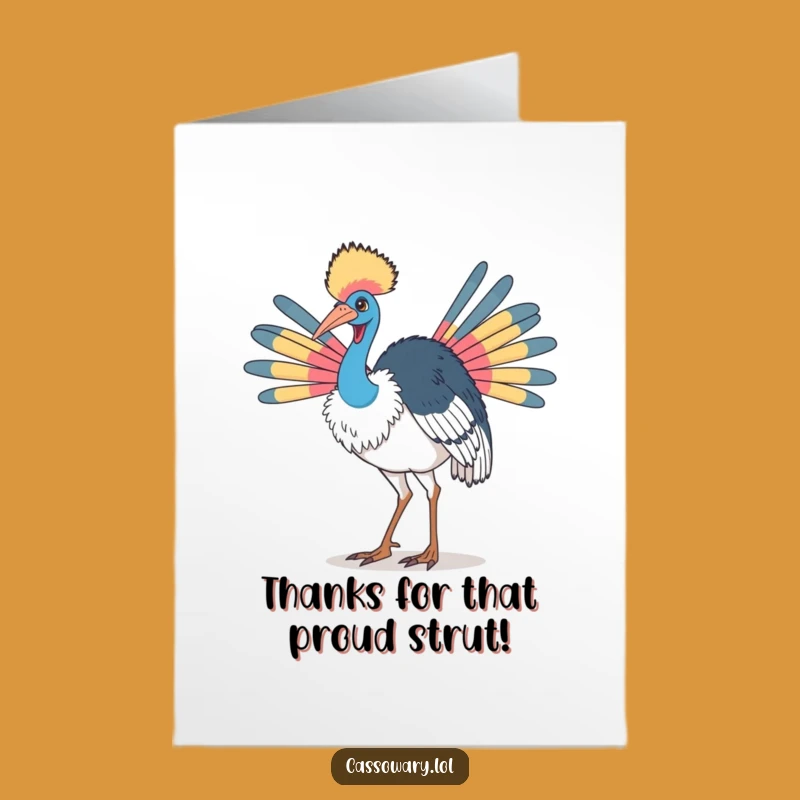 Thank You Card: Strutting Cassowary, Free Printable for Showing Appreciation