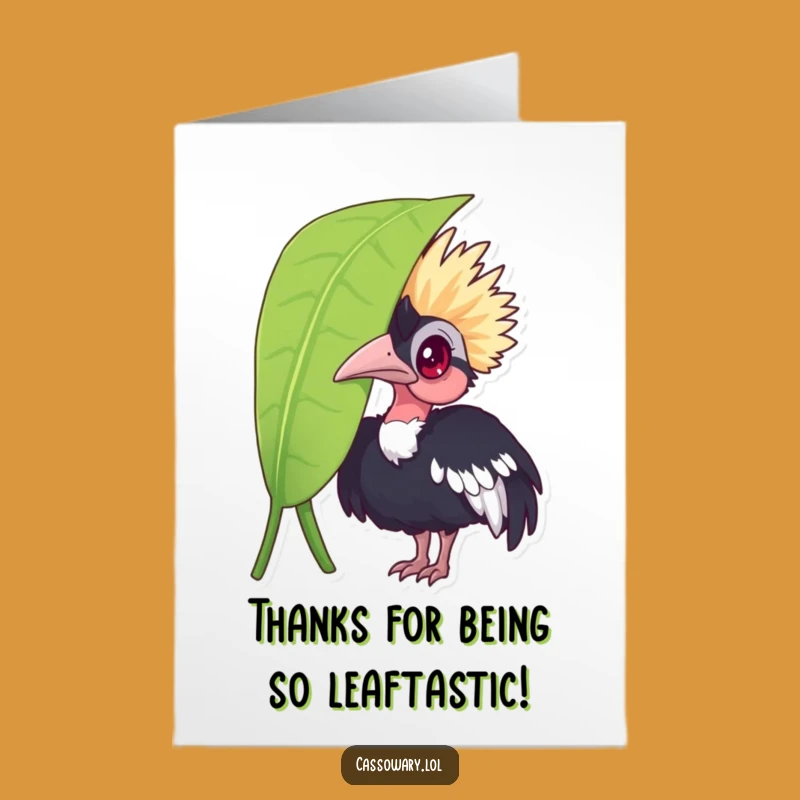 Free Printable Thank You Card: Curious Cassowary Peeking, Grateful Downloadable Humor