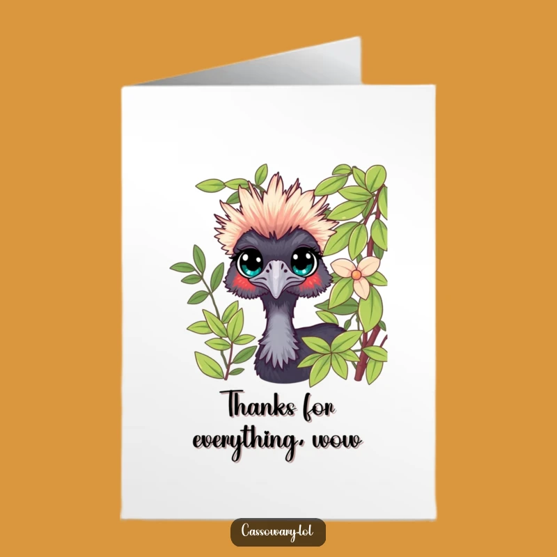 Funny Free Printable Thank You Card: Curious Cassowary, Quirky Downloadable Gift