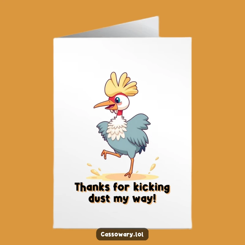 Free Printable Thank You Card: Leaping Cassowary, Grateful Downloadable Energy