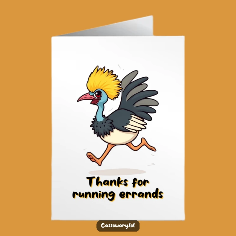 Free Printable Thank You Card: Zippy Cassowary Running Funny Downloadable Gift