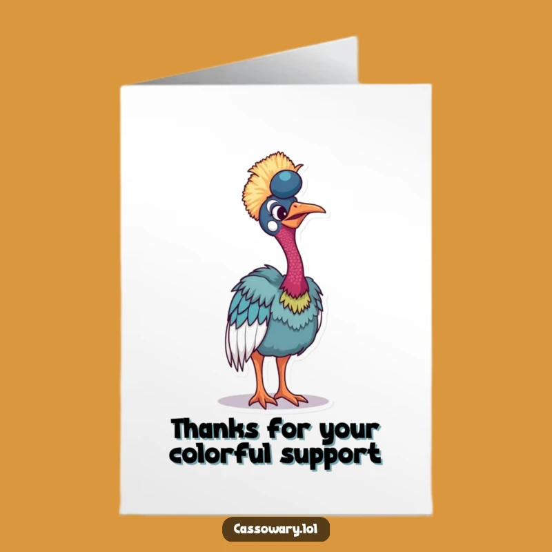 Free Printable Thank You Card: Showy Cassowary Vibrant Funny Downloadable Gift