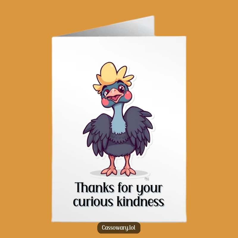 Free Printable Thank You Card: Curious Cassowary, Downloadable Gratitude