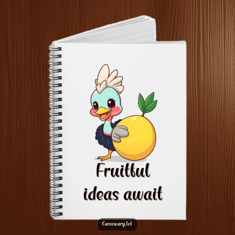 Funny Cassowary Fruit Nudge Notebook: A smiling cassowary about to nudge a fruit, inspiring creative thoughts. A funny gift for writers.