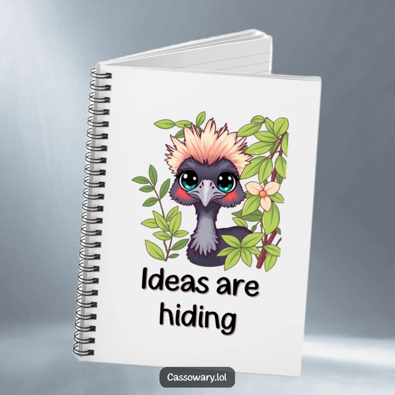 Funny Cassowary Peeking Notebook: A curious cassowary peeking from foliage, ready for notes. Funny gift.