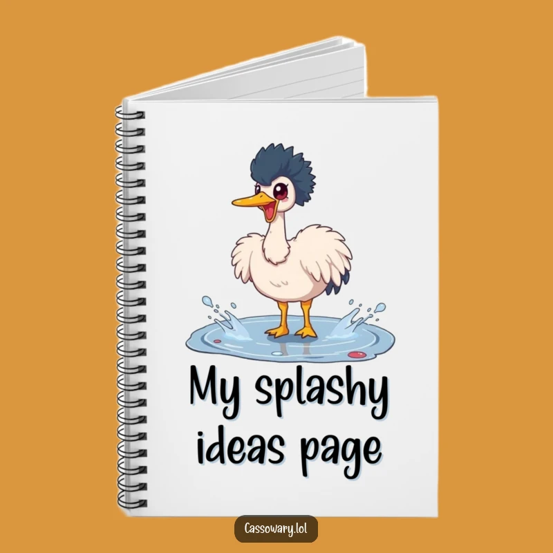 Funny Cassowary Puddle Splash Notebook - Journal Bird Art Gift