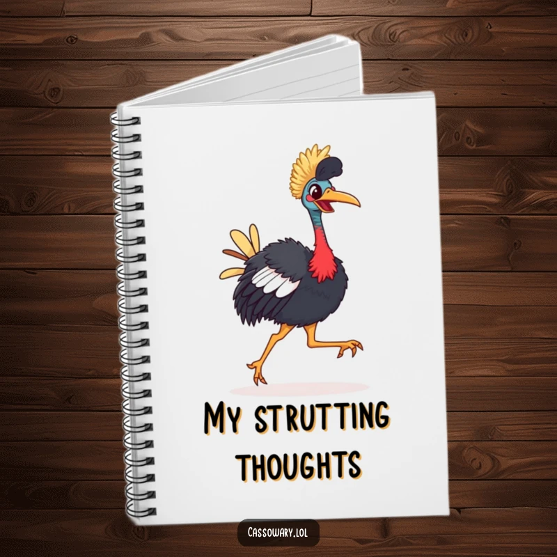 Funny Cassowary Notebook: A brightly-beaked bird happily strutting with a comical, joyful gait, perfect for writing.
