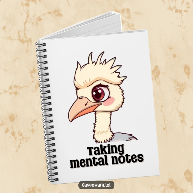 Funny Cassowary Notebook: A funny notebook with a cassowary's one eye wide, humorously observing the world while you write.
