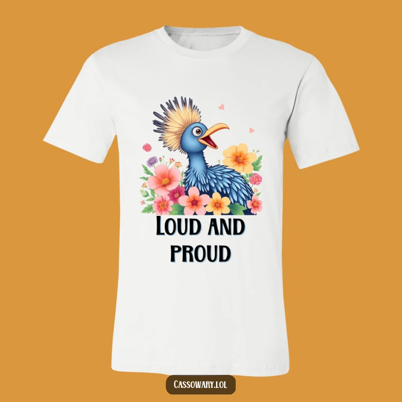 Funny Cassowary Flower Squawk T-Shirt - Joyful Bird's Happy Sound Tee