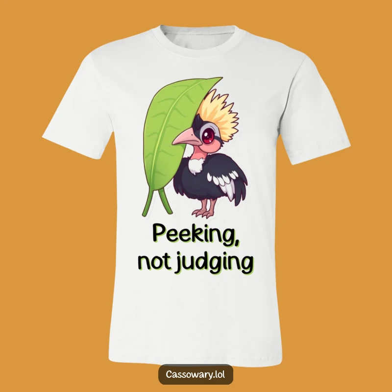 Funny Cassowary Leaf Peek T-Shirt: Hilarious Bird Tee for Gift Giving