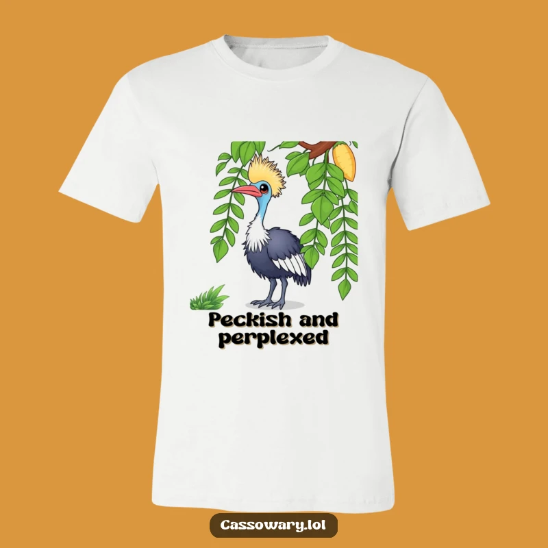 Funny Cassowary T-Shirt - Curious Bird Tilting Head at Vine