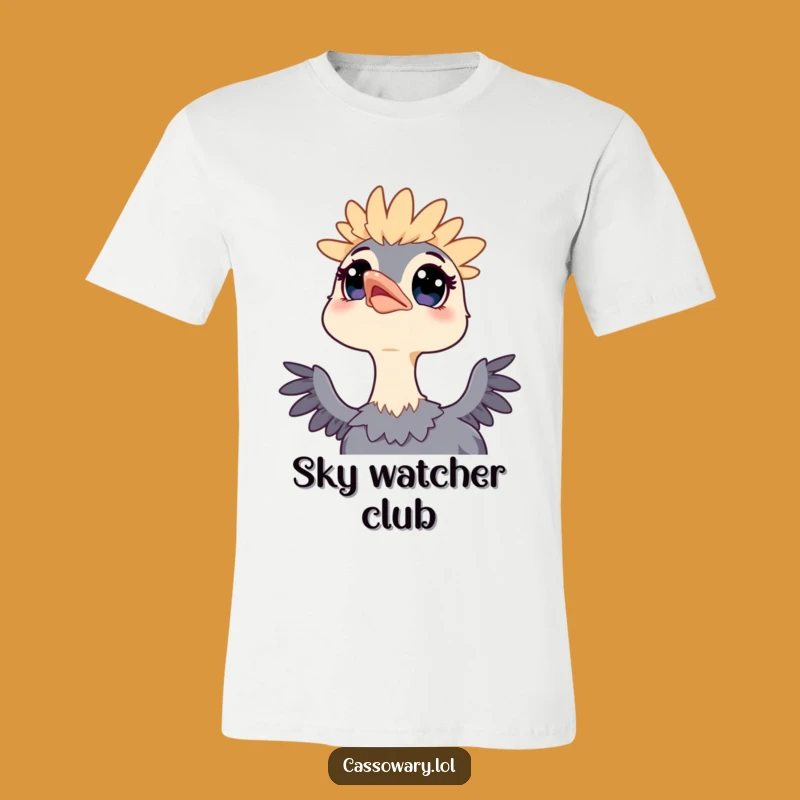 Funny Kawaii Cassowary Sky Gazer T-Shirt - Curious Bird Tee Gift