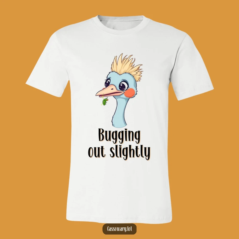 Funny Surprised Cassowary Caterpillar T-Shirt - Comical Bird Encounter Tee