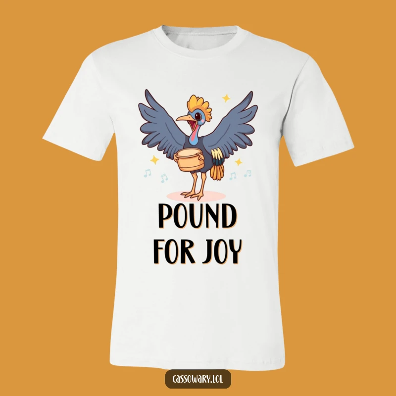 Funny Cassowary Drummer T-Shirt - Happy Bird's Rhythmic Foot Taps Tee