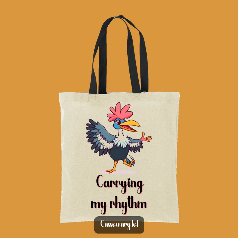 Funny Cassowary Tote Bag: Dancing Bird Move, Vibrant Humorous Shopping