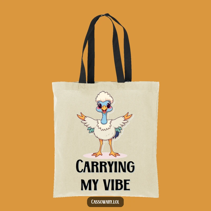 Funny Happy Cassowary Tote Bag: Wide Stance Style, Carry Your Quirky Fun