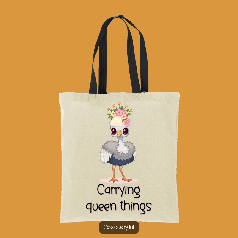 Funny Floral Crown Cassowary Tote Bag - Regal Bird Carry-All