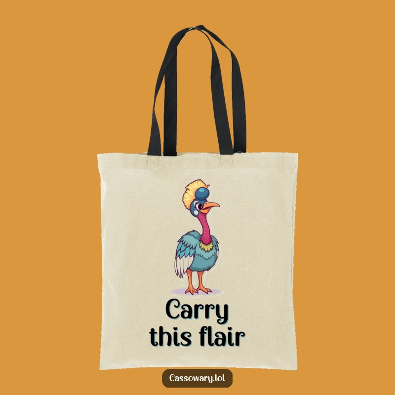 Funny Vibrant Cassowary Tote Bag - Colorful Bird Carry-All